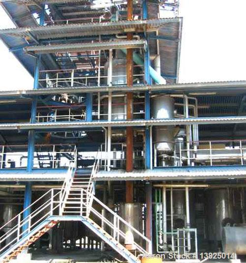 Used Deodorizer and Physical Refining System, stainless steel. Rated for 60 mtpd (5,500#/hr). Two deodorizing/refining units, deaerator, scrubber system. Uses thermal fluid mineral oil for heating. P...