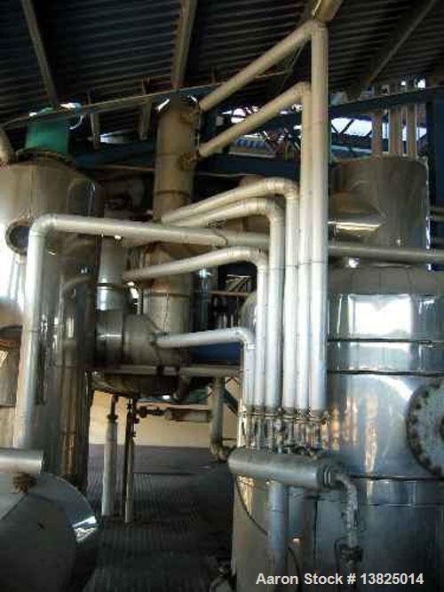 Used Deodorizer and Physical Refining System, stainless steel. Rated for 60 mtpd (5,500#/hr). Two deodorizing/refining units, deaerator, scrubber system. Uses thermal fluid mineral oil for heating. P...
