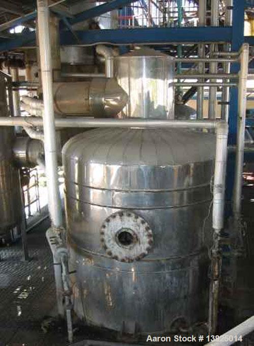 Used Deodorizer and Physical Refining System, stainless steel. Rated for 60 mtpd (5,500#/hr). Two deodorizing/refining units, deaerator, scrubber system. Uses thermal fluid mineral oil for heating. P...