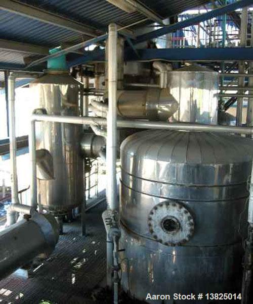Used Deodorizer and Physical Refining System, stainless steel. Rated for 60 mtpd (5,500#/hr). Two deodorizing/refining units, deaerator, scrubber system. Uses thermal fluid mineral oil for heating. P...