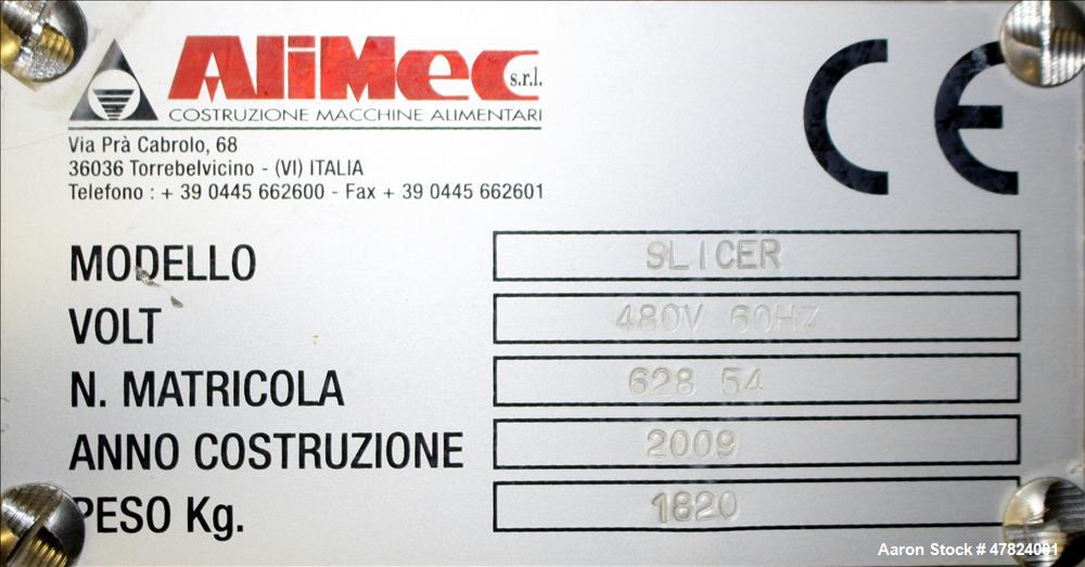 Used Alimec Pepperoni Slicer, Model SLICER, Stainless Steel.