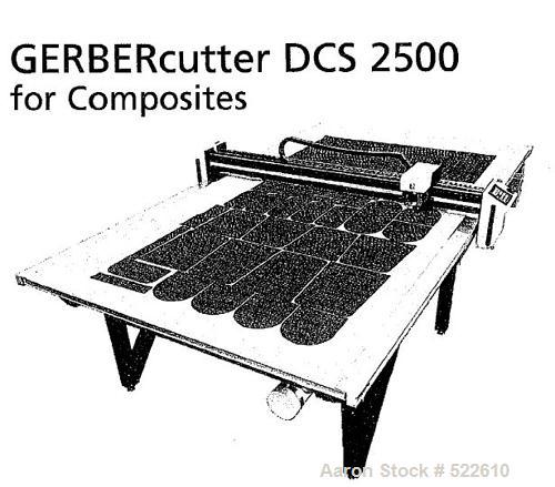 Used Gerber Technology Gerbercutter, Model DCS 2500. Length of table 36 feet (11 meter), divisible; width of table 59" (1500mm), working width 47" (1200mm); all parts packed. European standard: 110V/...