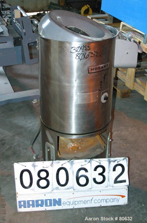 USED: Hobart peeler, model 6430T. Body is 304 stainless steel, 20-1/2" diameter x 8" deep peeling area, 20-1/2" diameter plastic abrasive disc, driven by .75 hp, 1/60/208/240 volt, 1725 rpm motor. Un...