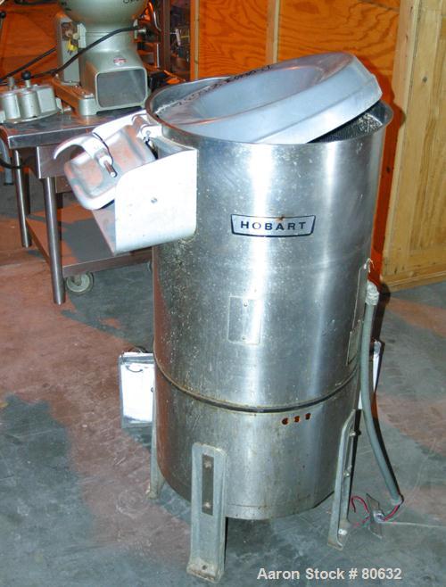 USED: Hobart peeler, model 6430T. Body is 304 stainless steel, 20-1/2" diameter x 8" deep peeling area, 20-1/2" diameter plastic abrasive disc, driven by .75 hp, 1/60/208/240 volt, 1725 rpm motor. Un...