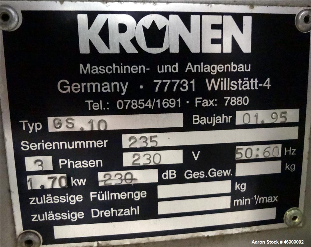 Used Kronen Chive Cutter, Model GS10.