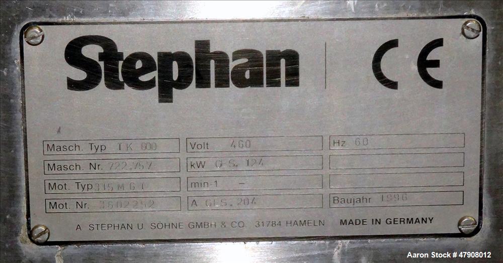 Used- Stephan High Speed Mixer, Model TK 600, 304 Stainless Steel.