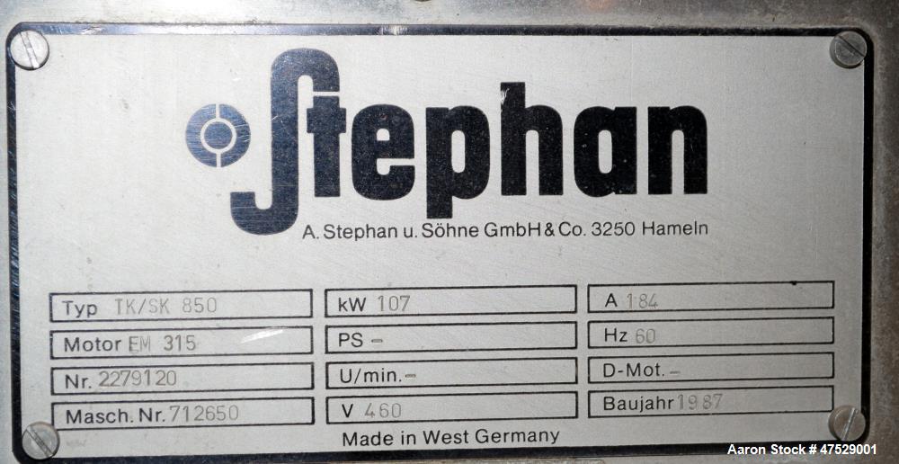 Used Stephan TC/SK Combicut Mixer, Model TK/SK 850
