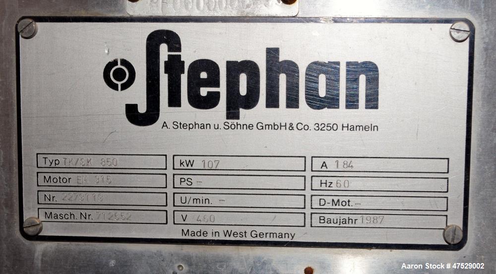 Used Stephan TC/SK Combicut Mixer, Model TK/SK 850