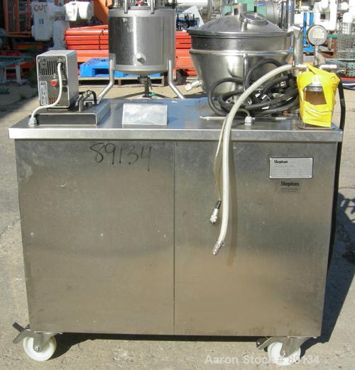 USED: Stephan vertical cutter-mixer, model UMC12-F/3, 304 stainless steel. (1) 12 liter jacketed mixing bowl approximately 12-1/2" diameter x 7" deep. Dished top cover with sightglass. Unit includes ...