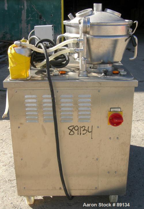 USED: Stephan vertical cutter-mixer, model UMC12-F/3, 304 stainless steel. (1) 12 liter jacketed mixing bowl approximately 12-1/2" diameter x 7" deep. Dished top cover with sightglass. Unit includes ...