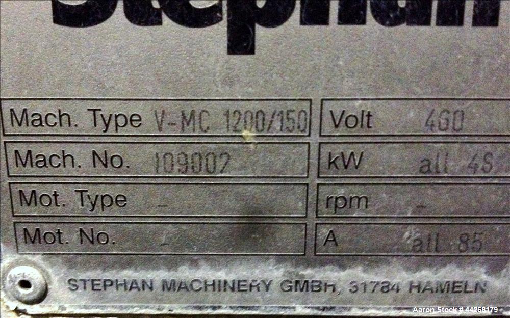 Used Stephan Food Processing Machinery Vacutherm System