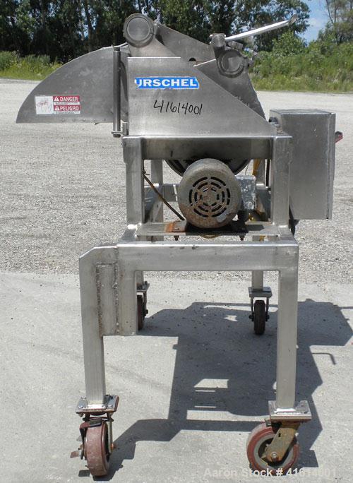 Used Urschel Slicer, Model H-A, Stainless Steel.  12 crosscut knives and 17 circular knives spaced 3/8". Sliced thickness rated 1/8" to 1". Driven by a 2 hp, 3/60/208-230/460 volt, 1725 rpm.  Mounted...