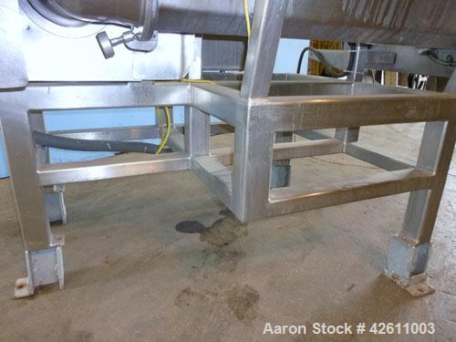 Used Urschel Model 2100 Comitrol Slicer. Urcshel 66755 3K030240U stainless steel cutting head. 30'' Deep stainless steel hopper with 22'' x 30'' infeed opening. Blunt blade horizontal agitator and st...