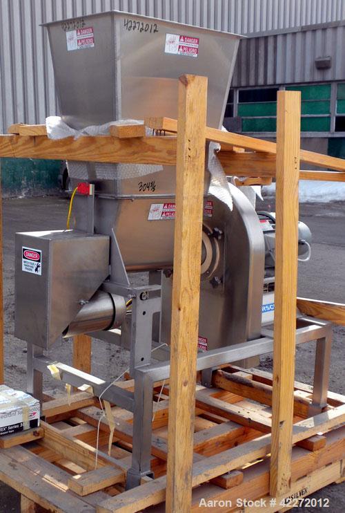 Unused- Urschel Comitrol Processor, model 3600, 304 stainless steel. Approximate 7'' diameter x 3'' deep cutting head, impeller driven by a 10 hp, 3/60/230/460 volt, 3525 rpm motor with a Sterns brak...