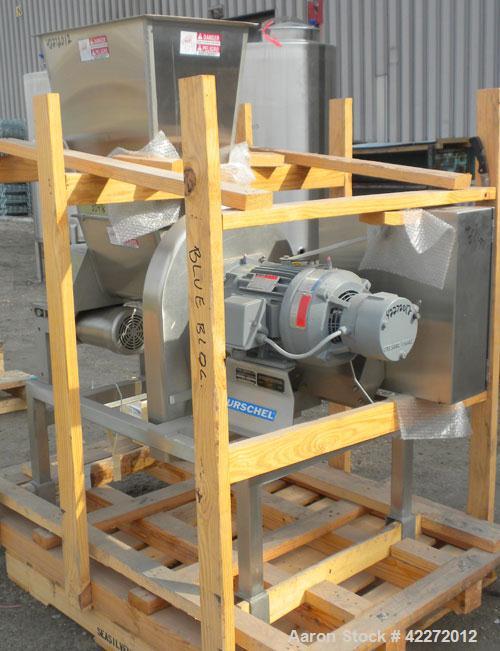 Unused- Urschel Comitrol Processor, model 3600, 304 stainless steel. Approximate 7'' diameter x 3'' deep cutting head, impeller driven by a 10 hp, 3/60/230/460 volt, 3525 rpm motor with a Sterns brak...