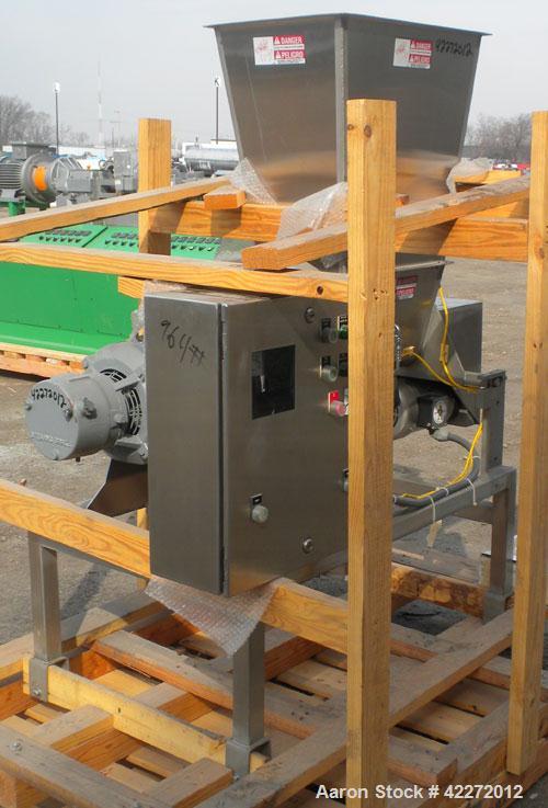 Unused- Urschel Comitrol Processor, model 3600, 304 stainless steel. Approximate 7'' diameter x 3'' deep cutting head, impeller driven by a 10 hp, 3/60/230/460 volt, 3525 rpm motor with a Sterns brak...