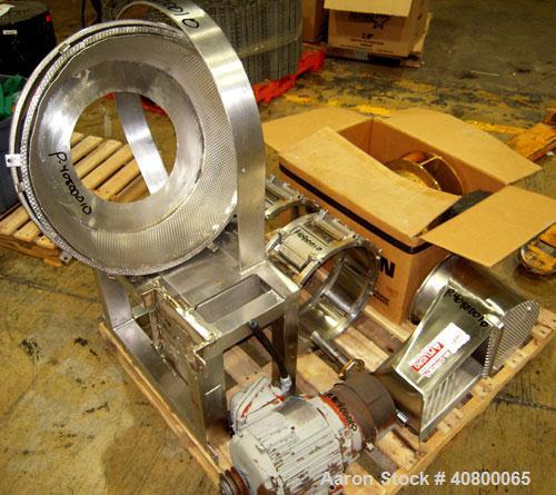 Used Urschel Slicer, Model CC, stainless steel. Approximately 14" inside diameter cutting head, with crinkle slicing head. Driven by a 2 hp, 3/60/575 volt, 1765 rpm motor with brake. Maximum input pr...