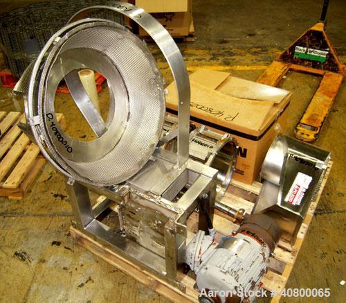 Used Urschel Slicer, Model CC, stainless steel. Approximately 14" inside diameter cutting head, with crinkle slicing head. Driven by a 2 hp, 3/60/575 volt, 1765 rpm motor with brake. Maximum input pr...
