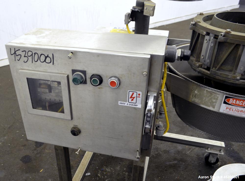 Used Urschel Slicer, Model CC, Stainless Steel. Maximum input product size 3-1/2". Unit consists of (1) swing away feed hopper, upper, and lower discharge chute, bearing housing, and cutting head sup...