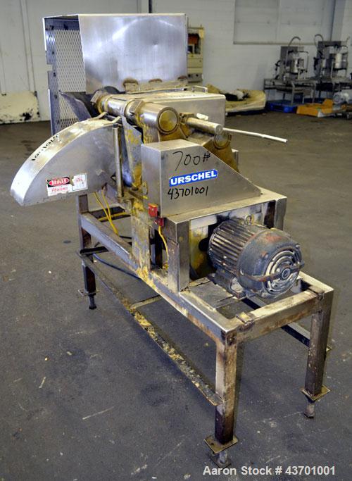 Used Urschel Model G Dicer. Unit is rated to 22,000 lbs per hour. Accepts up to a 5 1/2" diameter product log; utilizes slice, crosscut, and circular knives. Cut thickness range:  slicing blade 1/8" ...