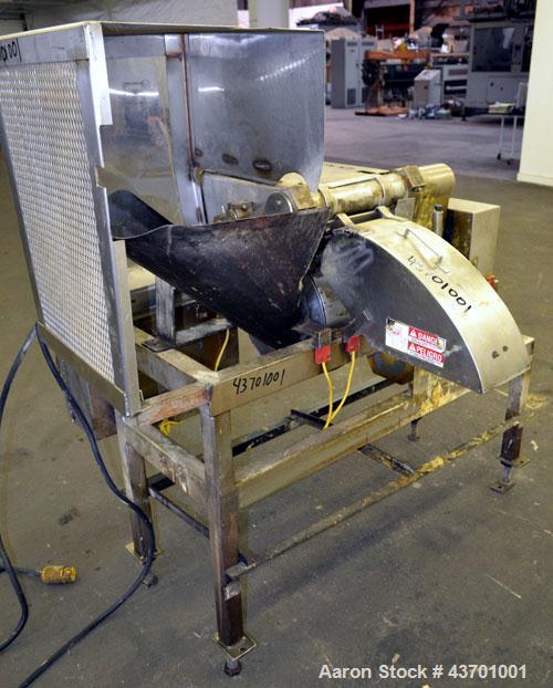 Used Urschel Model G Dicer. Unit is rated to 22,000 lbs per hour. Accepts up to a 5 1/2" diameter product log; utilizes slice, crosscut, and circular knives. Cut thickness range:  slicing blade 1/8" ...