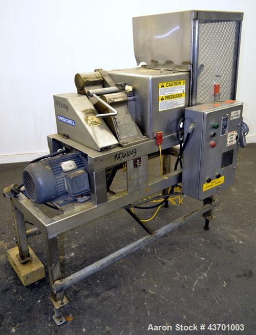 Used Urschel Model G Dicer. Unit is rated to 22,000 lbs per hour. Accepts up to a 5 1/2" diameter product log; utilizes slice, crosscut, and circular knives. Cut thickness range:  slicing blade 1/8" ...