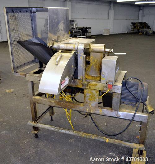 Used Urschel Model G Dicer. Unit is rated to 22,000 lbs per hour. Accepts up to a 5 1/2" diameter product log; utilizes slice, crosscut, and circular knives. Cut thickness range:  slicing blade 1/8" ...