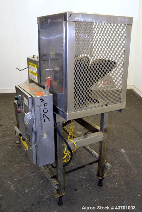 Used Urschel Model G Dicer. Unit is rated to 22,000 lbs per hour. Accepts up to a 5 1/2" diameter product log; utilizes slice, crosscut, and circular knives. Cut thickness range:  slicing blade 1/8" ...