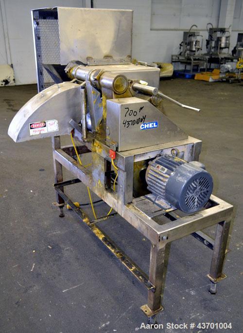 Used Urschel Model G Dicer. Unit is rated to 22,000 lbs per hour. Accepts up to a 5 1/2" diameter product log; utilizes slice, crosscut, and circular knives. Cut thickness range:  slicing blade 1/8" ...