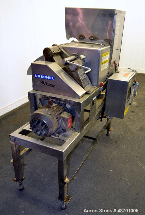 Used Urschel Model G Dicer. Unit is rated to 22,000 lbs per hour. Accepts up to a 5 1/2" diameter product log; utilizes slice, crosscut, and circular knives. Cut thickness range:  slicing blade 1/8" ...