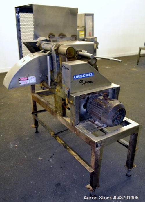 Used Urschel Model G Dicer. Unit is rated to 22,000 lbs per hour. Accepts up to a 5 1/2" diameter product log; utilizes slice, crosscut, and circular knives. Cut thickness range:  slicing blade 1/8" ...