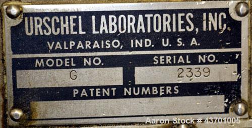 Used Urschel Model G Dicer. Unit is rated to 22,000 lbs per hour. Accepts up to a 5 1/2" diameter product log; utilizes slice, crosscut, and circular knives. Cut thickness range:  slicing blade 1/8" ...