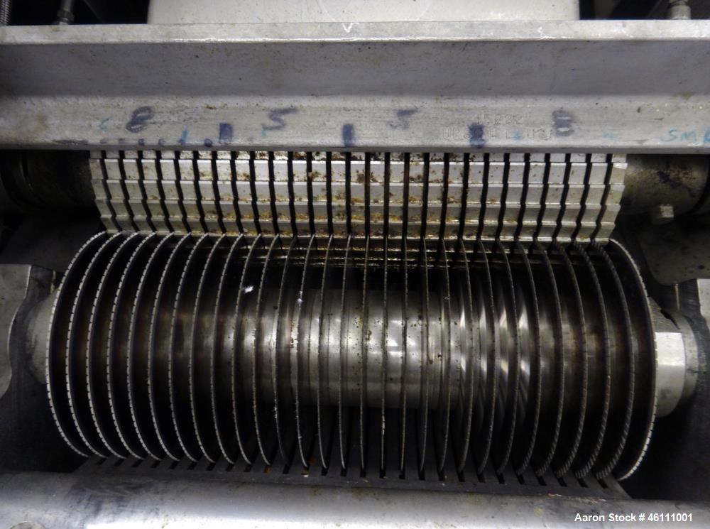 Used Urschel Dicer, Strip Cutter, and Shredder, Model M, 304 Stainless Steel. Will produce square or rectangular dices from 1/8" x 3/16" to 1-1/2" x 3", maximum thickness 1". Belt feed approximately ...
