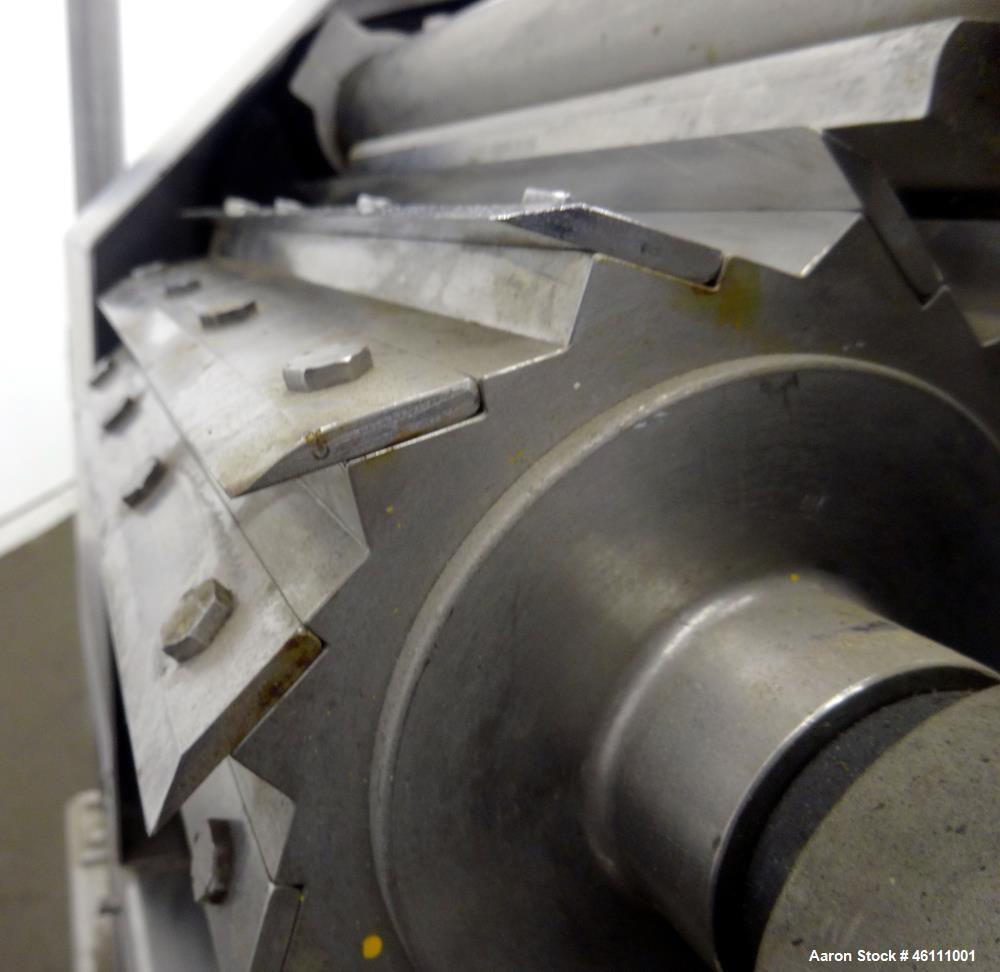 Used Urschel Dicer, Strip Cutter, and Shredder, Model M, 304 Stainless Steel. Will produce square or rectangular dices from 1/8" x 3/16" to 1-1/2" x 3", maximum thickness 1". Belt feed approximately ...