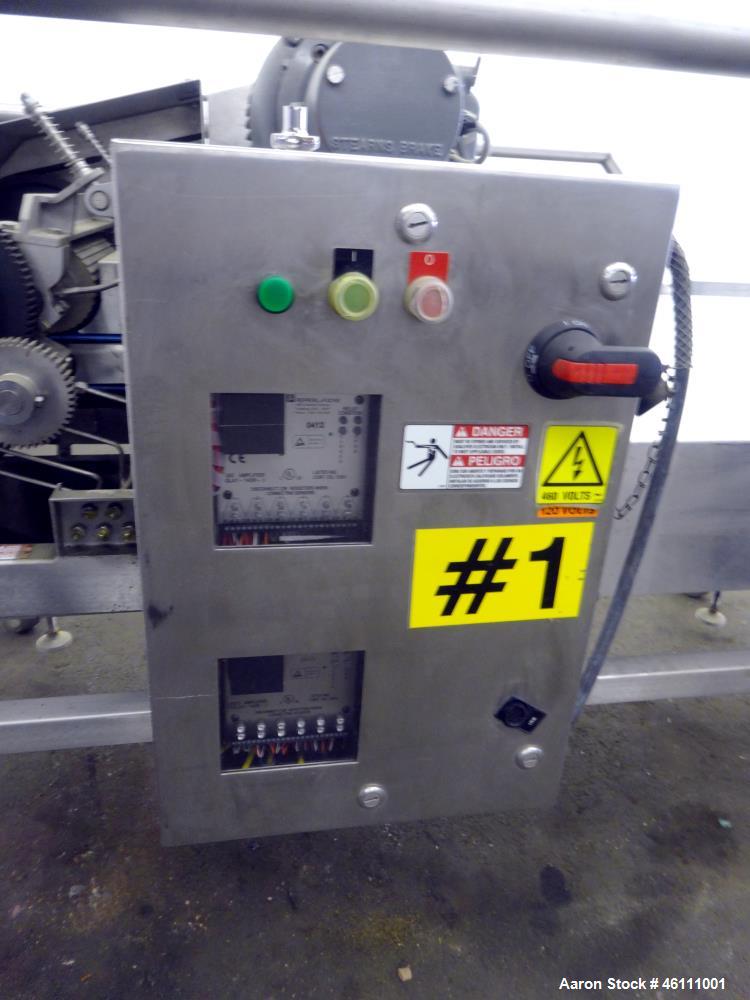 Used Urschel Dicer, Strip Cutter, and Shredder, Model M, 304 Stainless Steel. Will produce square or rectangular dices from 1/8" x 3/16" to 1-1/2" x 3", maximum thickness 1". Belt feed approximately ...