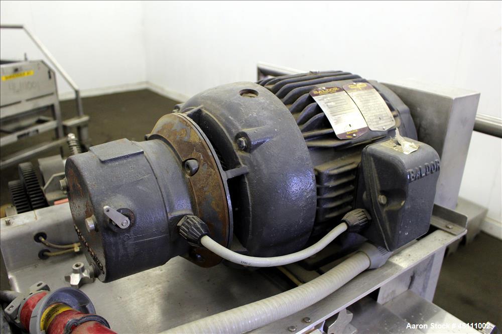 Used Urschel Dicer, Strip Cutter, and Shredder, Model M, 304 Stainless Steel. Will produce square or rectangular dices from 1/8" x 3/16" to 1-1/2" x 3", maximum thickness 1". Belt feed approximately ...