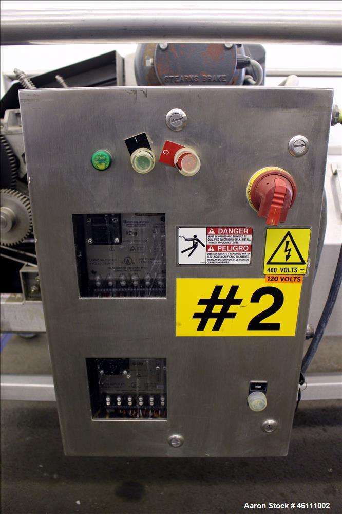 Used Urschel Dicer, Strip Cutter, and Shredder, Model M, 304 Stainless Steel. Will produce square or rectangular dices from 1/8" x 3/16" to 1-1/2" x 3", maximum thickness 1". Belt feed approximately ...