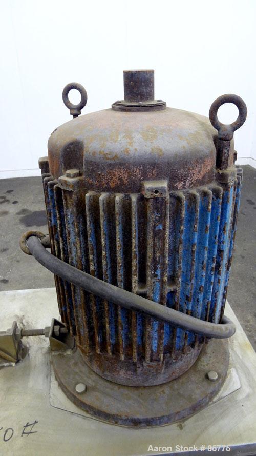 Used Urschel Comitrol Processor, Model MG1700, 15-5 PH Stainless Steel. Approximate 6" diameter impeller, microcut cutting head. Top feed with hopper, bottom discharge hopper. Driven by an approximat...