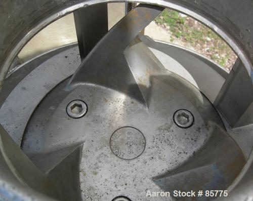 Used Urschel Comitrol Processor, Model MG1700, 15-5 PH Stainless Steel. Approximate 6" diameter impeller, microcut cutting head. Top feed with hopper, bottom discharge hopper. Driven by an approximat...