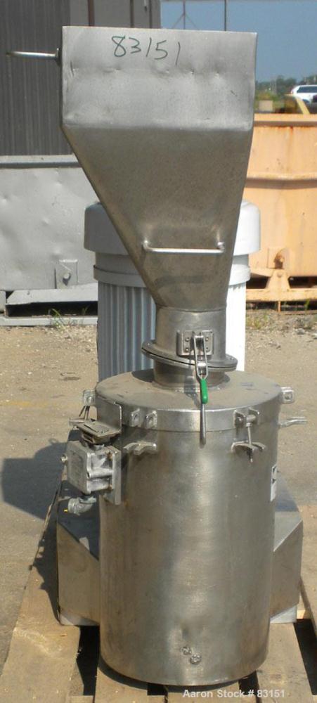 Used Urschel Comitrol Processor, Model MG, 304 stainless steel. Approximately 6" diameter x 3" deep cutting head. 3 blade impeller. Driven by a 20 hp, 3/60/208-220/440 volt, 3530 rpm motor. 5" diamet...