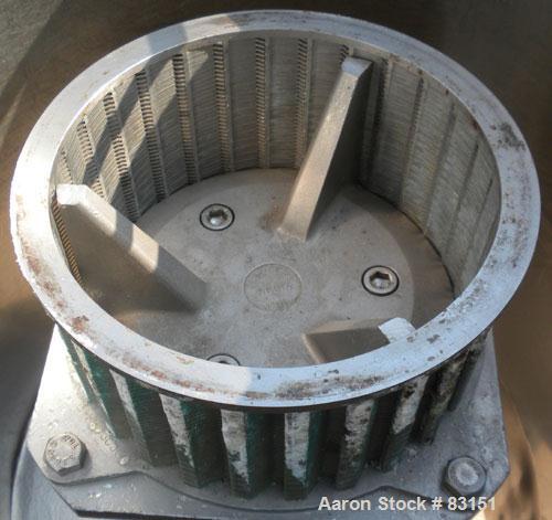 Used Urschel Comitrol Processor, Model MG, 304 stainless steel. Approximately 6" diameter x 3" deep cutting head. 3 blade impeller. Driven by a 20 hp, 3/60/208-220/440 volt, 3530 rpm motor. 5" diamet...