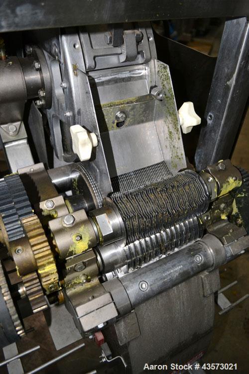 Used Urschel Model RA-A Dicer. USDA approved strip cutter and dicer. Unit will cut pieces as small as 1/16" x 1/8" x 1/16" and as large as 3/8" x 1/2" x 3/4". To cut different size pieces, change par...