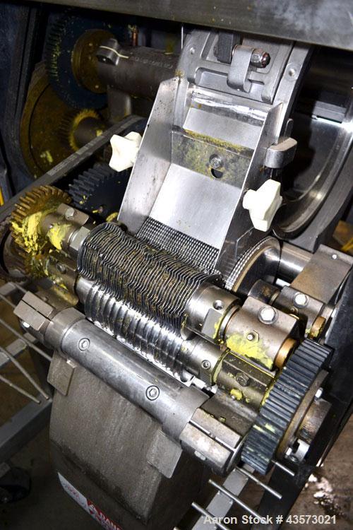 Used Urschel Model RA-A Dicer. USDA approved strip cutter and dicer. Unit will cut pieces as small as 1/16" x 1/8" x 1/16" and as large as 3/8" x 1/2" x 3/4". To cut different size pieces, change par...