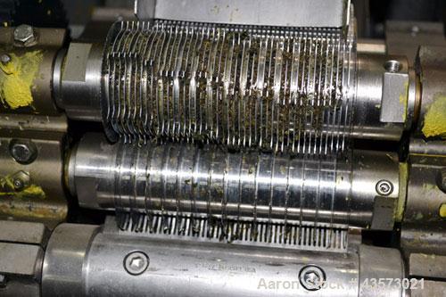 Used Urschel Model RA-A Dicer. USDA approved strip cutter and dicer. Unit will cut pieces as small as 1/16" x 1/8" x 1/16" and as large as 3/8" x 1/2" x 3/4". To cut different size pieces, change par...