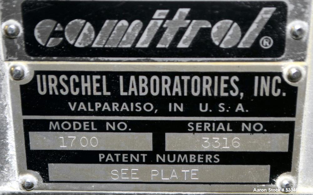 Gebraucht - Urschel Comitrol 1700 Prozessor mit Bremse. Angetrieben von einem 40 PS Motor. Montiert auf einem Edelstahlständ...