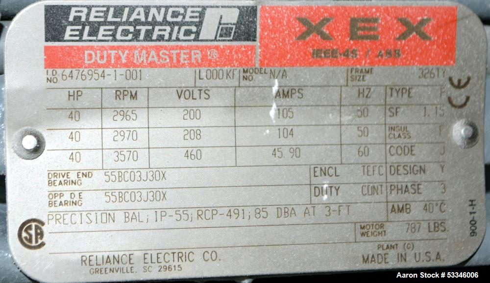 Usado- Procesador Urschel Comitrol 1700 con freno. Accionado por un motor de 40 HP. Montado sobre un soporte de acero inoxid...