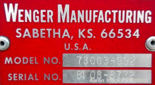 Used Stainless Steel Wenger Belt Cutting Conveyor, Model 73003-992