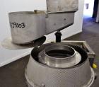 Used Urschel Slicer, Model CC, Stainless Steel. Maximum input product size 3-1/2”. Unit consists of: Swing away feed hopper, upper, and lower discharge chute, bearing housing, and cutting head suppor...