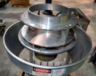 Used Urschel Slicer, Model CC, Stainless Steel. Maximum input product size 3-1/2”. Unit consists of: Swing away feed hopper, upper, and lower discharge chute, bearing housing, and cutting head suppor...
