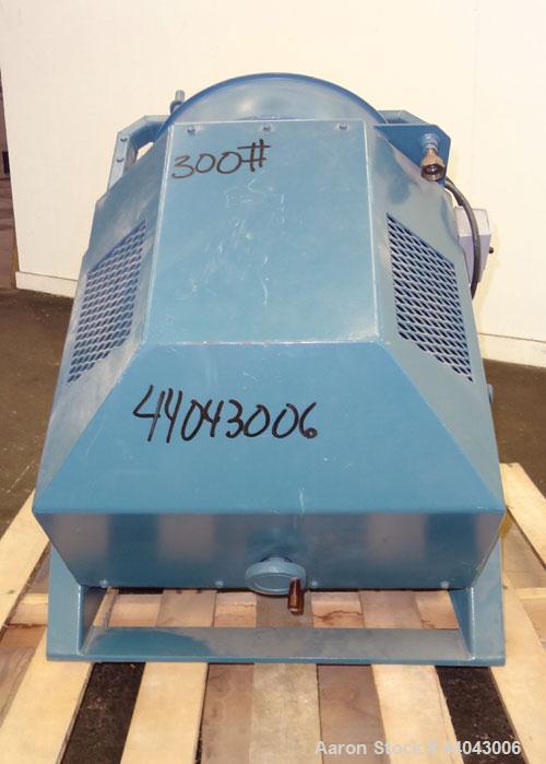 Used FEECO International Disc Pelletizer. Approximate 16” diameter x 3-1/4” deep 301 stainless steel pan. (3) Adjustable plow arms. Driven by a 1/4 hp, 60/115-2088/23660 volt, 1725 rpm motor.
